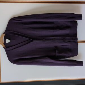 Club Monaco Button Boyfriend Cardigan S Purple Laine Wool